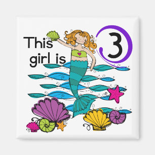 Mermaid 3rd誕生日Tシャツとギフト マグネット