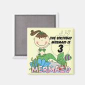 Mermaid 3rd誕生日Tシャツとギフト マグネット (正面/裏面)