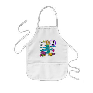 Mermaid 3rd誕生日Tシャツとギフト 子供用エプロン