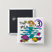 Mermaid 3rd誕生日Tシャツとギフト 缶バッジ (正面&裏面)