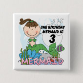Mermaid 3rd誕生日Tシャツとギフト 缶バッジ (正面)