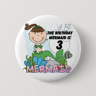Mermaid 3rd誕生日Tシャツとギフト 缶バッジ