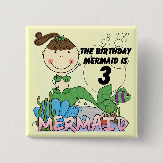 Mermaid 3rd誕生日Tシャツとギフト 缶バッジ (正面)