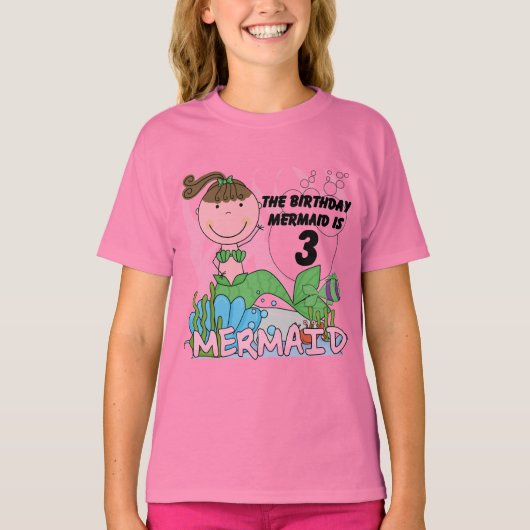 Mermaid 3rd誕生日Tシャツとギフト Tシャツ (正面)