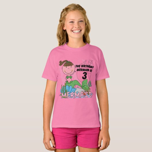 Mermaid 3rd誕生日Tシャツとギフト Tシャツ (正面フル)