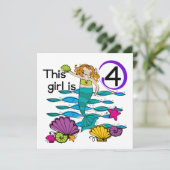 Mermaid 4th誕生日Tシャツとギフト カード (スタンド正面)
