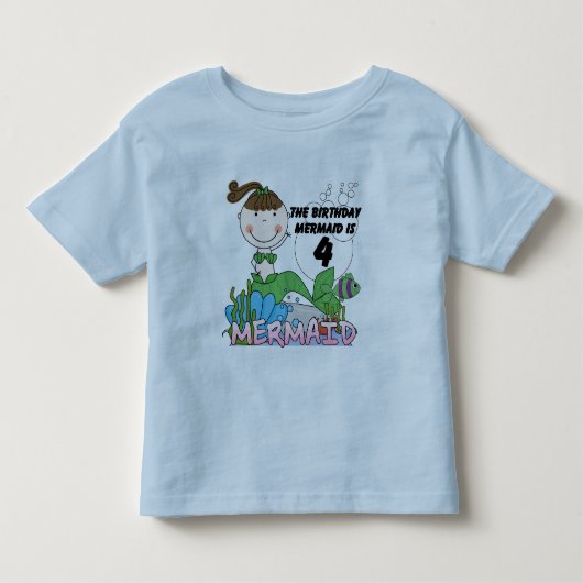 Mermaid 4th誕生日Tシャツとギフト トドラーTシャツ (正面)