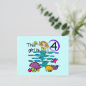 Mermaid 4th誕生日Tシャツとギフト ポストカード (スタンド正面)