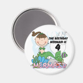 Mermaid 4th誕生日Tシャツとギフト マグネット (正面/裏面)