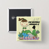 Mermaid 4th誕生日Tシャツとギフト 缶バッジ (正面&裏面)