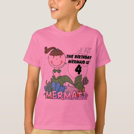 Mermaid 4th誕生日Tシャツとギフト Tシャツ (正面)