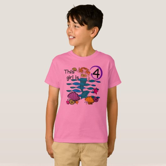 Mermaid 4th誕生日Tシャツとギフト Tシャツ (正面フル)