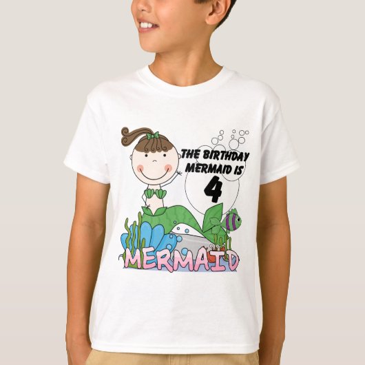 Mermaid 4th誕生日Tシャツとギフト Tシャツ (正面)