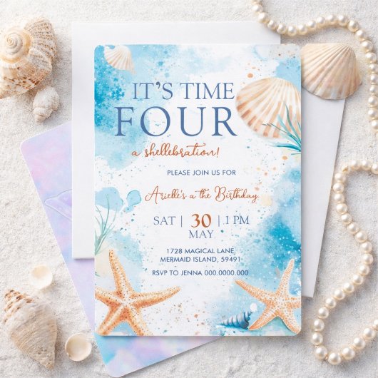 Mermaid 4th Birthday 招待状