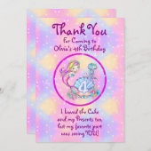 Mermaid 4th Birthday Change編集文字パーソナライズ サンキューカード (正面/裏面)