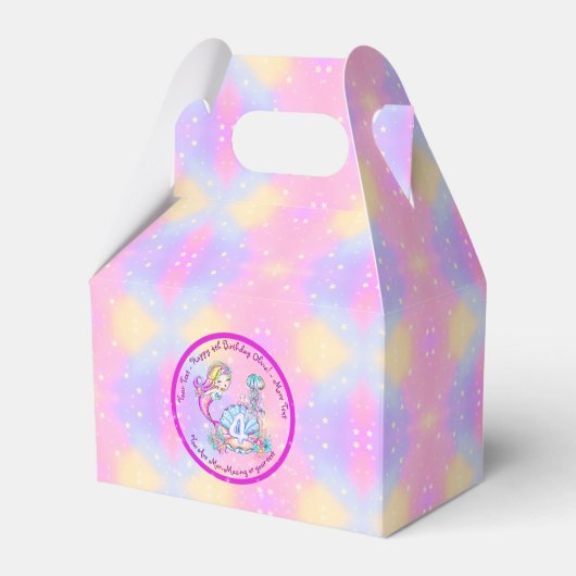 Mermaid 4th Birthday Change編集文字パーソナライズ フェイバーボックス (正面サイド)