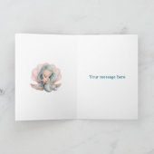 Mermaid 4th Birthday Folded Greeting Card カード (内部)