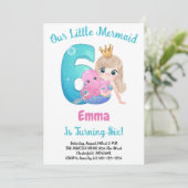 Mermaid 6th Birthday Party招待 招待状 (スタンド正面)