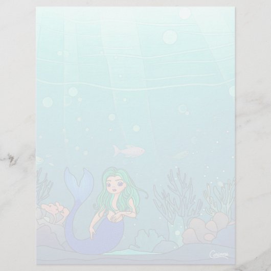 Mermaid - 8.5インチx 11インチひな形シート (正面)