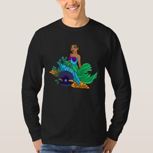Mermaid African American With Braids Cute Gift For Tシャツ (正面)