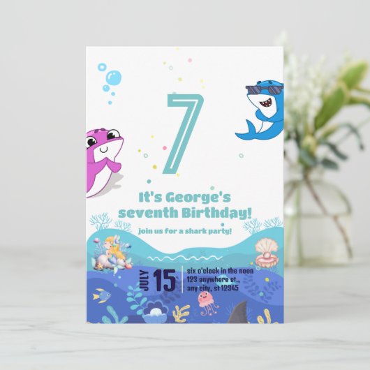 Mermaid and Shark Birthday 招待状 (スタンド正面)