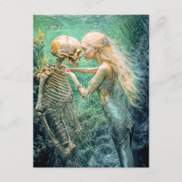 Mermaid and Skeleton in Underwater Embrace シーズンポストカード