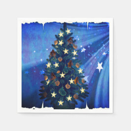 Mermaid and Starfish Christmas Tree Napkins スタンダードカクテルナプキン