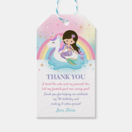 Mermaid and Unicorn Pool Birthday Party Thank You ギフトタグ
