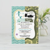 Mermaid & Army Boy Girl誕生日共有パーティー 招待状 (スタンド正面)