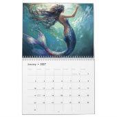 Mermaid Art Any Yearファンタジーカレンダー カレンダー (1月 2027)