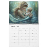 Mermaid Art Any Yearファンタジーカレンダー カレンダー (2月 2027)