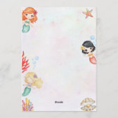 Mermaid Baby Shower Under the Sea Baby Girl Invita 招待状 (裏面)