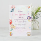 Mermaid Baby Shower Under the Sea Baby Girl Invita 招待状 (スタンド正面)