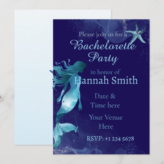 Mermaid Bachelorette Beach Party Invitation  招待状 (正面/裏面)