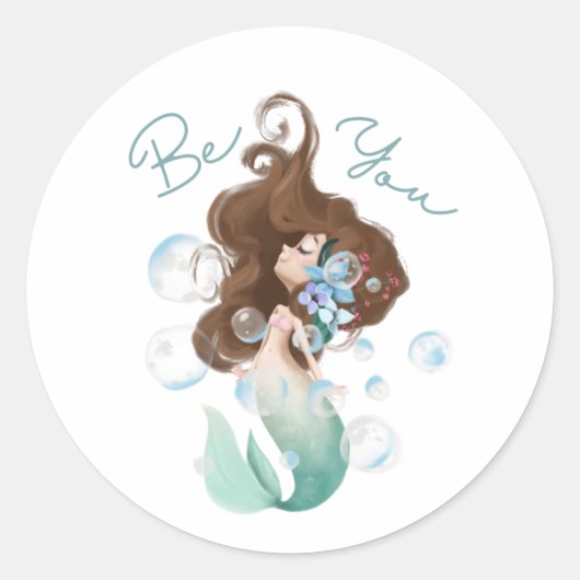 Mermaid Be You Greeting Card ラウンドシール (正面)
