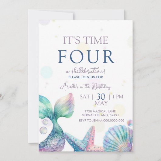 Mermaid Birthday 招待状 (正面)