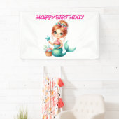 Mermaid Birthday Banner Cute Ocean Party Deco 横断幕 (インサイチュ)
