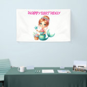 Mermaid Birthday Banner Cute Ocean Party Deco 横断幕 (トレードショー)