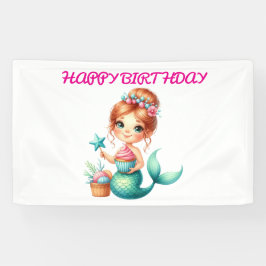 Mermaid Birthday Banner Cute Ocean Party Deco 横断幕