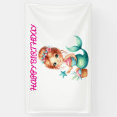 Mermaid Birthday Banner Cute Ocean Party Deco 横断幕 (縦)