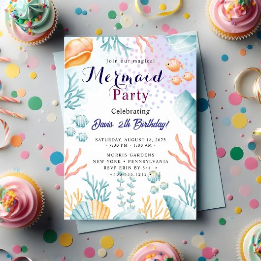 Mermaid Birthday Bash 招待状