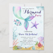 Mermaid Birthday Bash 招待状 (正面)