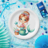 Mermaid Birthday Cute Ocean Party Tableware ペーパープレート (パーティー)