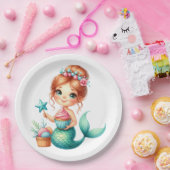Mermaid Birthday Cute Ocean Party Tableware ペーパープレート (パーティー)