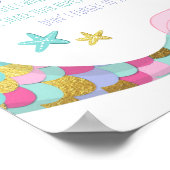 Mermaid Birthday guestbook Time Capsule sign Girl ポスター (角)