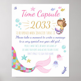 Mermaid Birthday guestbook Time Capsule sign Girl ポスター