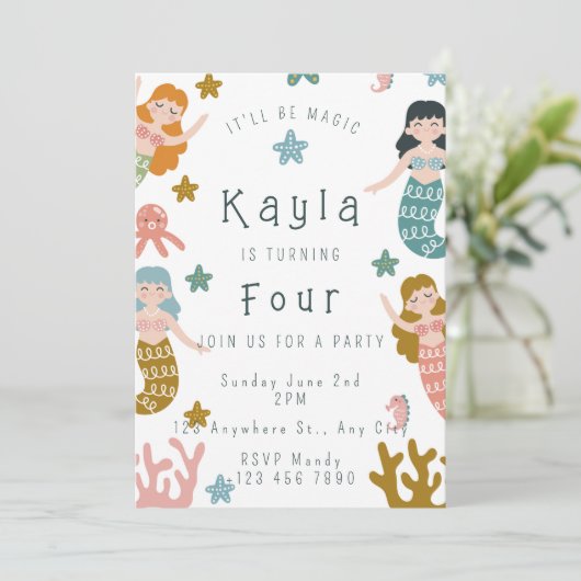 Mermaid Birthday Invitation 招待状 (スタンド正面)