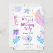 Mermaid Birthday Invitation 招待状 (正面)