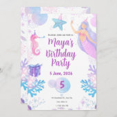 Mermaid Birthday Invitation 招待状 (正面/裏面)