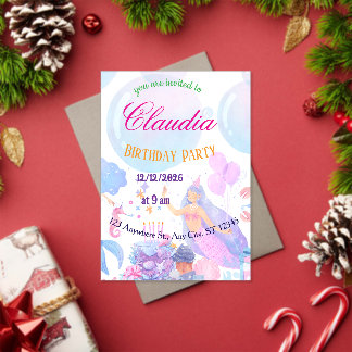 Mermaid Birthday Invitation for Kids アクリル招待状